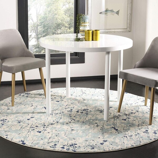 Safavieh Power Loomed 6 ft. 7 in. x 6 ft. 7 in. Evoke Contemporary Rug; Ivory & Blue - Round - EVK284M-7R