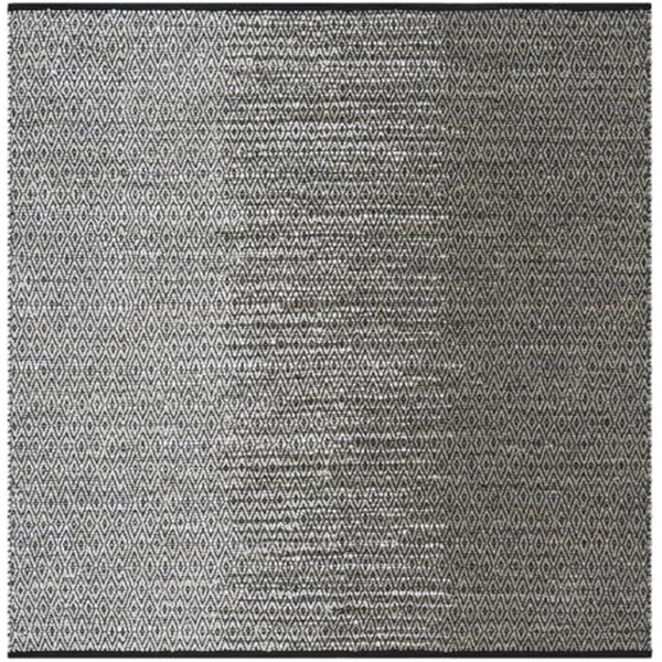 Flowers First 6 x 6 ft. Square Vintage Leather Hand Woven Area Rug, Light Grey & Grey - FL1862599