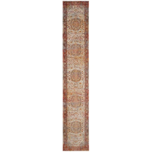 Flowers First 2 ft. 2 in. x 12 ft. Vintage Persian Power Loomed Runner Rug, Saffron & Cream - FL2115237