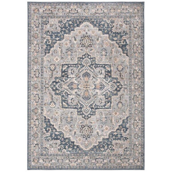 Flowers First 2 ft. 2 in. x 8 ft. Power Loomed Martha Stewart Runner Rug, Cream & Blue - FL2115105