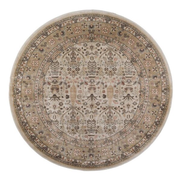 Auric Garda Round Oriental Rugs; Cream - 5 ft. 3 in. - AU3731276