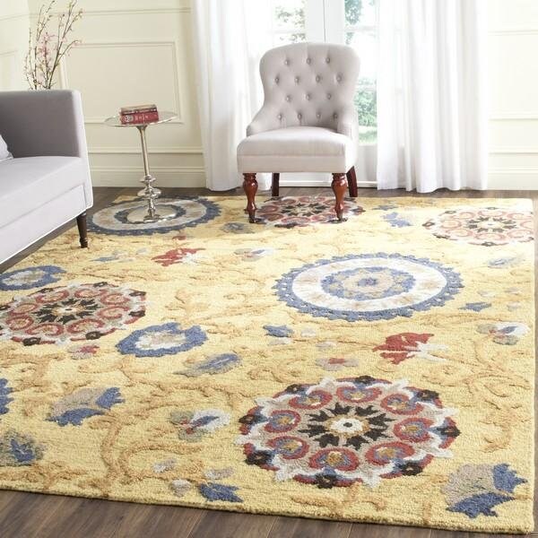 Safavieh Blossom Hand Tufted Small Rectangle Area Rug, Gold and Multicolor - 4 x 6 ft. - BLM401B-4