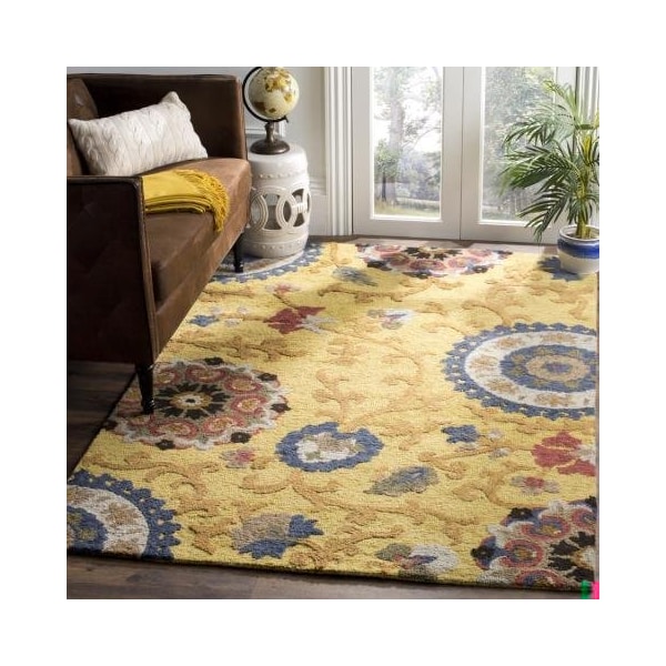 Safavieh Blossom Hand Tufted Small Rectangle Area Rug, Gold and Multicolor - 4 x 6 ft. - BLM401B-4