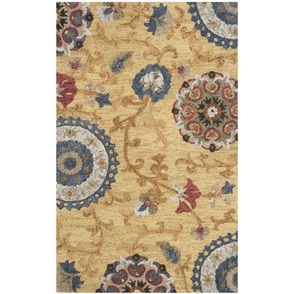 Safavieh Blossom Hand Tufted Small Rectangle Area Rug, Gold and Multicolor - 4 x 6 ft. - BLM401B-4