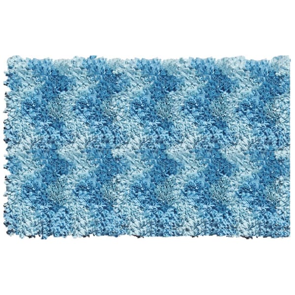 Manmade Shaggy Raggy Blue Chevron Rug - MA948506