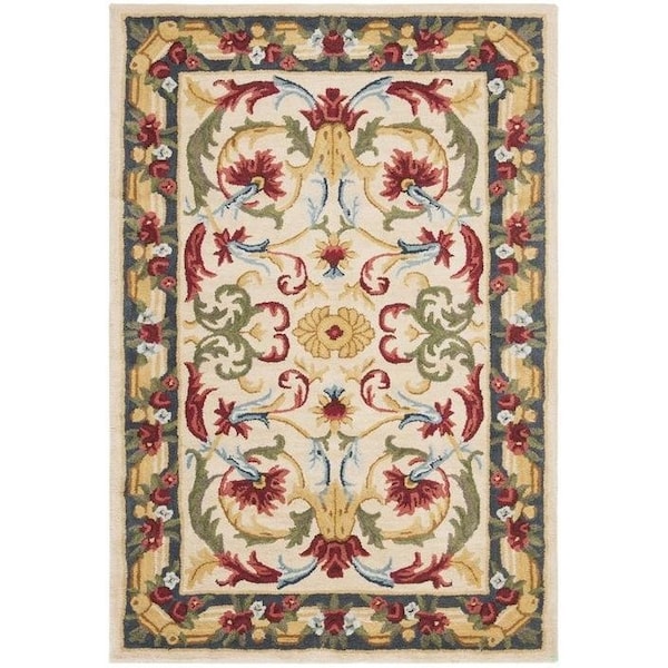 Safavieh Blossom Contemporary Square Hand Tufted RugsIvory & Green 6 x 6 ft. - BLM251B-6SQ