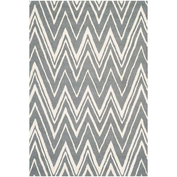 Safavieh Cambridge Hand Tufted Runner Rug- Dark Grey - Ivory- 2 ft. 6 in. x 14 ft. - CAM711D-214