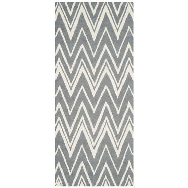 Safavieh Cambridge Hand Tufted Runner Rug- Dark Grey - Ivory- 2 ft. 6 in. x 14 ft. - CAM711D-214