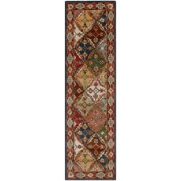 Safavieh Heritage Hand Tufted Runner RugGreen & Red 2 ft.-3 in. x 12 ft. - HG316B-212