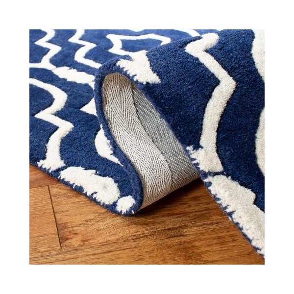 Safavieh 7 Ft. x 7 Ft. Round- Contemporary Chatham Dark Blue And Ivory Hand Tufted Rug - CHT736C-7R