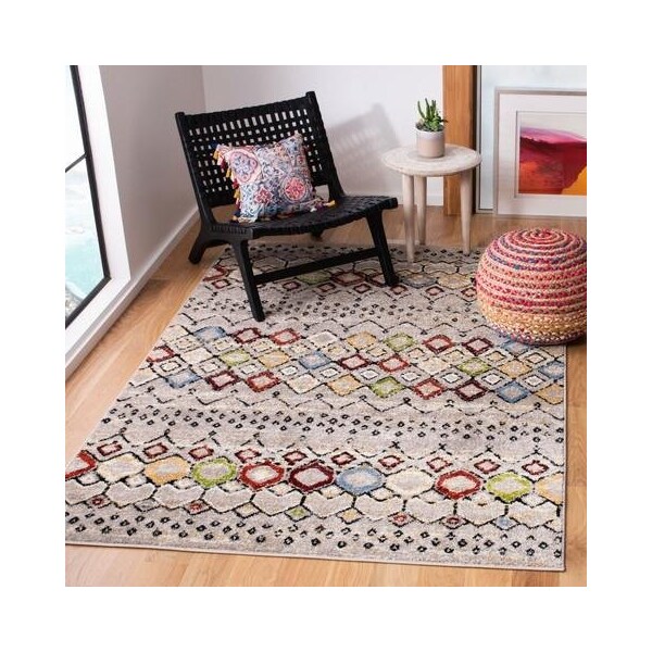 Safavieh 2 ft.-3 in. x 8 ft. Amsterdam Power Loomed Runner Rug, Light Grey and Multi - AMS108G-28
