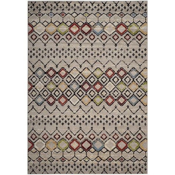 Safavieh 2 ft.-3 in. x 8 ft. Amsterdam Power Loomed Runner Rug, Light Grey and Multi - AMS108G-28