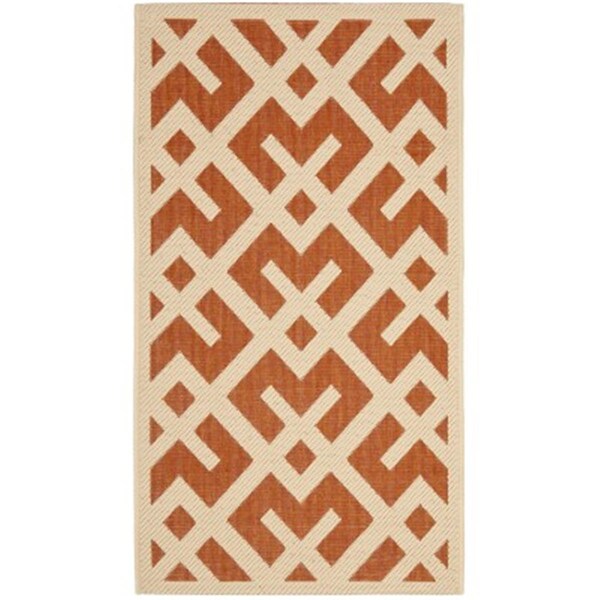 Safavieh 2 Ft. X 3 Ft. -7 In. Accent Indoor-Outdoor Courtyard- Terracotta And Bone- Machine Made Rug - CY6915-231-2