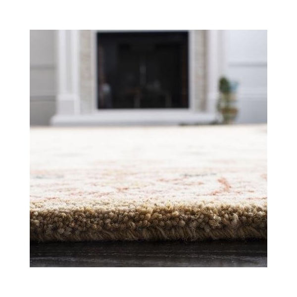 Safavieh 9 ft.-6 in. x 13 ft.-6 in. Large Rectangle Traditional Anatolia- Sand and Sand Hand Tufted Rug - AN552A-10