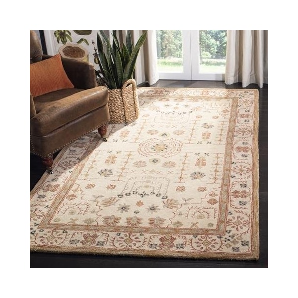 Safavieh 9 ft.-6 in. x 13 ft.-6 in. Large Rectangle Traditional Anatolia- Sand and Sand Hand Tufted Rug - AN552A-10