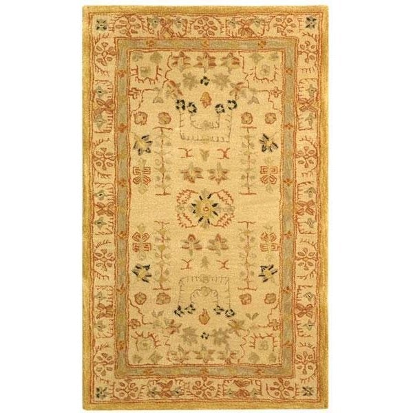 Safavieh 9 ft.-6 in. x 13 ft.-6 in. Large Rectangle Traditional Anatolia- Sand and Sand Hand Tufted Rug - AN552A-10
