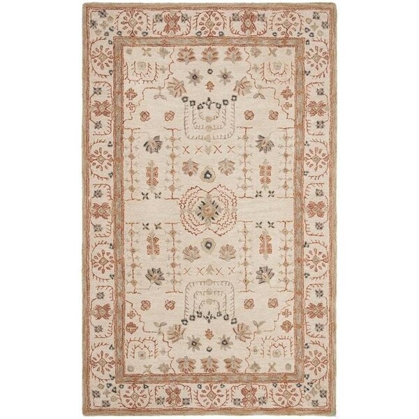 Safavieh 9 ft.-6 in. x 13 ft.-6 in. Large Rectangle Traditional Anatolia- Sand and Sand Hand Tufted Rug - AN552A-10