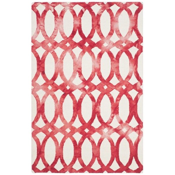 Safavieh Dip Dyed Hand Tufted Rectangle Rug- Ivory - Red- 5 x 8 ft. - DDY675C-5