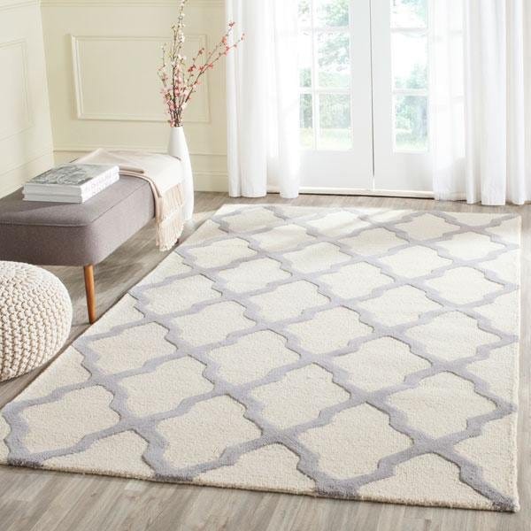 Safavieh Cambridge Hand Tufted Runner Rug- Ivory - Silver- 2 ft. 6 in. x 12 ft. - CAM121Y-212
