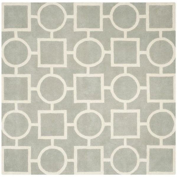 Safavieh 6 Ft. x 9 Ft. Rectangle- Contemporary Chatham Grey And Ivory Hand Tufted Rug - CHT737E-6