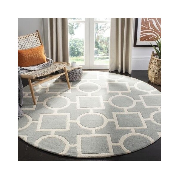 Safavieh 6 Ft. x 9 Ft. Rectangle- Contemporary Chatham Grey And Ivory Hand Tufted Rug - CHT737E-6