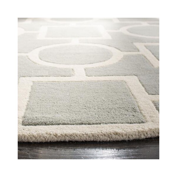 Safavieh 6 Ft. x 9 Ft. Rectangle- Contemporary Chatham Grey And Ivory Hand Tufted Rug - CHT737E-6