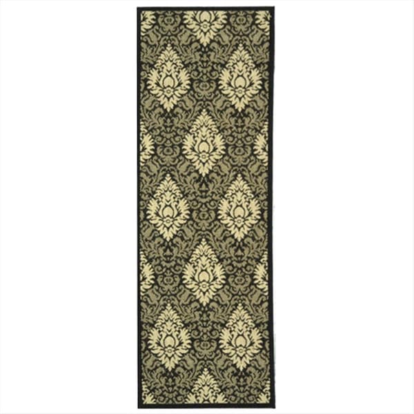 Safavieh 2 Ft. - 4 In. X 9 Ft. - 11 In. Runner- Indoor - Outdoor Courtyard Black And Sand Machine Made Rug - CY2714-3908-210