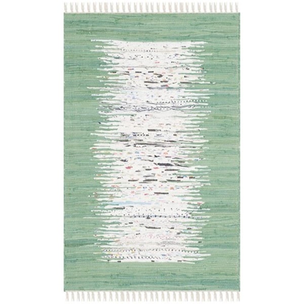 Safavieh Montauk Hand Woven Runner Rug- Ivory - Sea Green- 2 ft. 6 in. x 4 ft. - MTK711D-24