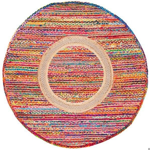 Safavieh 5 x 7 ft. Hand Loomed Contemporary Braided Oval RugPink & Sage - BRD265U-5OV