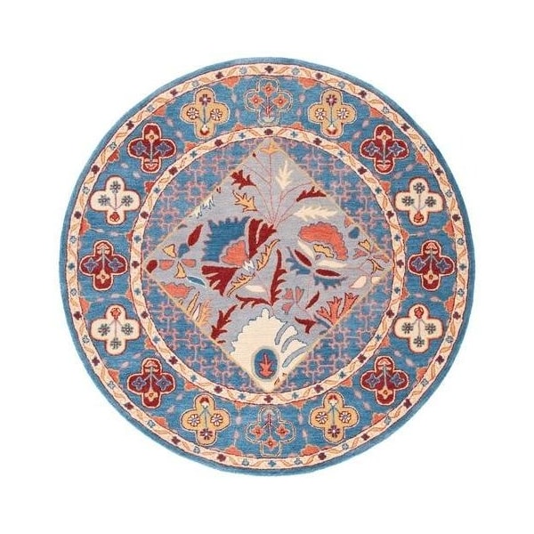 Safavieh Antiquity Global Rectangle Hand Tufted RugsBlue & Red 2 ft.-3 in. x 8 ft. - AT508M-28