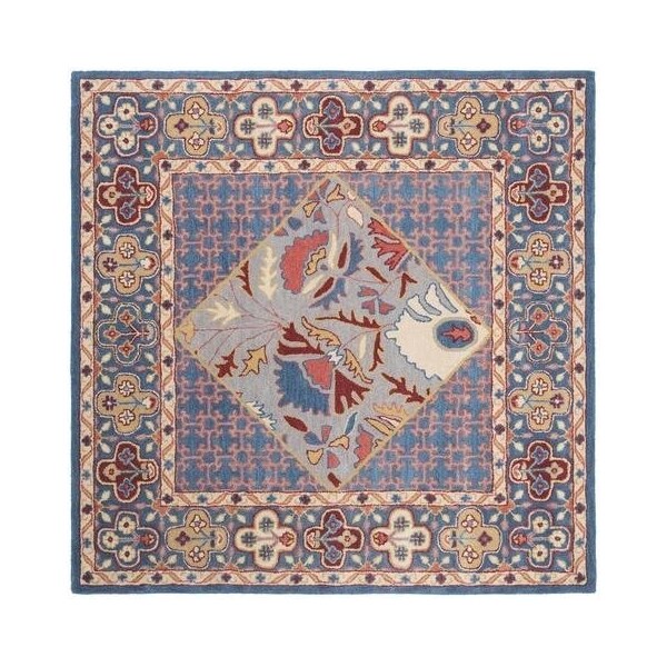 Safavieh Antiquity Global Rectangle Hand Tufted RugsBlue & Red 2 ft.-3 in. x 8 ft. - AT508M-28