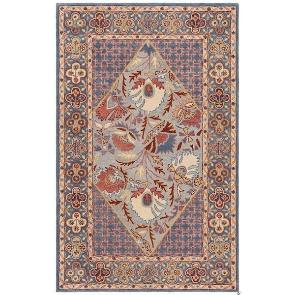 Safavieh Antiquity Global Rectangle Hand Tufted RugsBlue & Red 2 ft.-3 in. x 8 ft. - AT508M-28