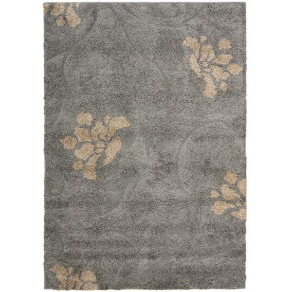 Safavieh Florida Shag Power Loomed Small Rectangle Rug- Grey - Beige- 3 ft. 3 in. x 5 ft. 3 in. - SG464-8013-3