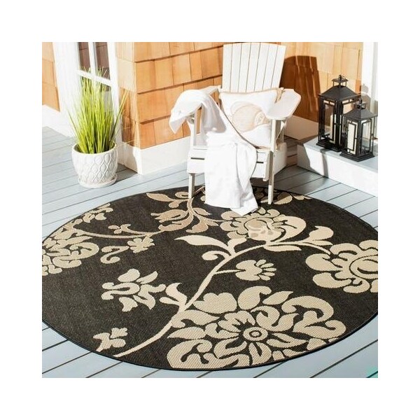 Safavieh 2 Ft. X 3 Ft. -7 In. Accent Indoor-Outdoor Courtyard- Black Natural And Brown- Machine Made Rug - CY4027D-2