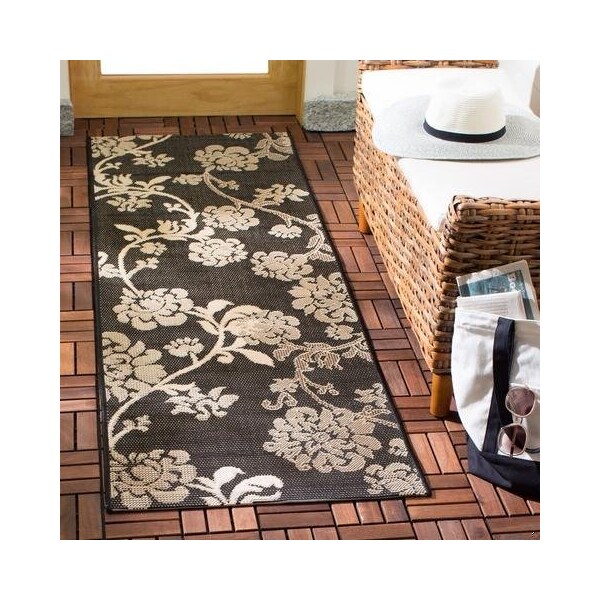 Safavieh 2 Ft. X 3 Ft. -7 In. Accent Indoor-Outdoor Courtyard- Black Natural And Brown- Machine Made Rug - CY4027D-2