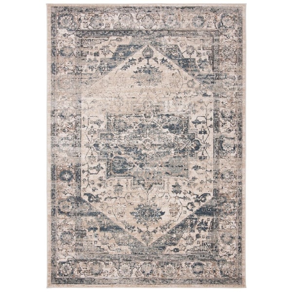 Safavieh 6 ft. 7 in. x 6 ft. 7 in. Oregon 800 Square Power Loomed RugIvory & Blue - ORE868A-7SQ