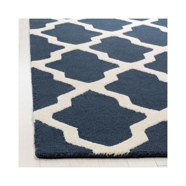 Safavieh 8 x 10 ft. Large Rectangle Transitional Cambridge- Navy Blue and Ivory Hand Tufted Rug - CAM121G-8