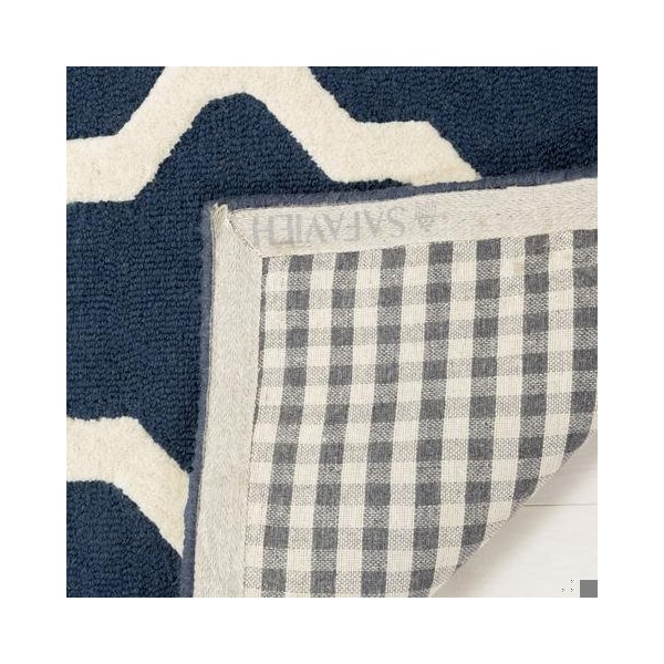 Safavieh 8 x 10 ft. Large Rectangle Transitional Cambridge- Navy Blue and Ivory Hand Tufted Rug - CAM121G-8