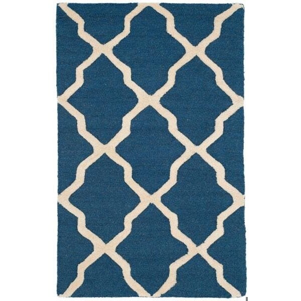 Safavieh 8 x 10 ft. Large Rectangle Transitional Cambridge- Navy Blue and Ivory Hand Tufted Rug - CAM121G-8