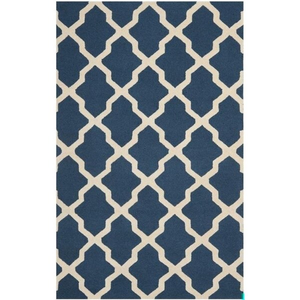 Safavieh 8 x 10 ft. Large Rectangle Transitional Cambridge- Navy Blue and Ivory Hand Tufted Rug - CAM121G-8