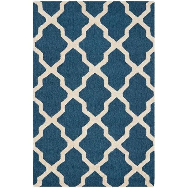 Safavieh 8 x 10 ft. Large Rectangle Transitional Cambridge- Navy Blue and Ivory Hand Tufted Rug - CAM121G-8