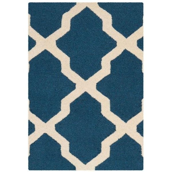 Safavieh 8 x 10 ft. Large Rectangle Transitional Cambridge- Navy Blue and Ivory Hand Tufted Rug - CAM121G-8