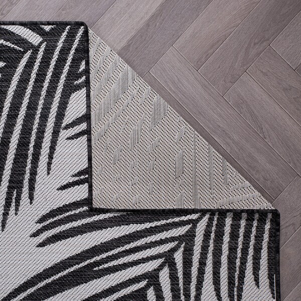 World Rug Gallery Contemporary Distressed Leaves Textured Flat Weave Indoor/Outdoor Area Rug 5' x 7' Black - 117BLACK5X7