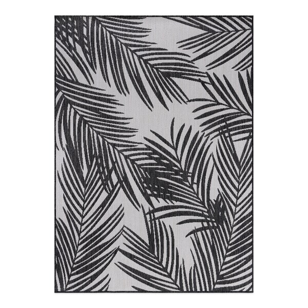 World Rug Gallery Contemporary Distressed Leaves Textured Flat Weave Indoor/Outdoor Area Rug 5' x 7' Black - 117BLACK5X7