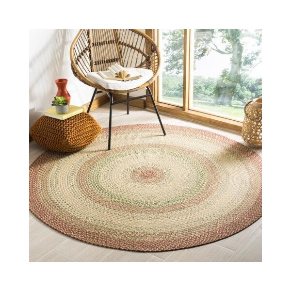 Safavieh 3 X 5 Ft. Oval Braided- Rust And Multi Hand Made Rug - BRD303A-3OV