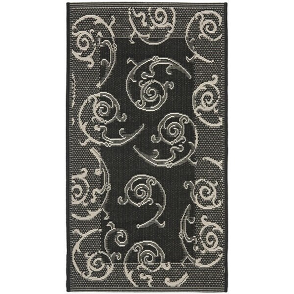 Safavieh 2 Ft. X 3 Ft. - 7 In. Accent- Indoor - Outdoor Courtyard Black And Sand Machine Made Rug - CY2665-3908-2