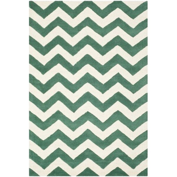 Safavieh Chatham Hand Tufted Rectangle Rug- Teal - Ivory- 3 x 5 ft. - CHT715T-3