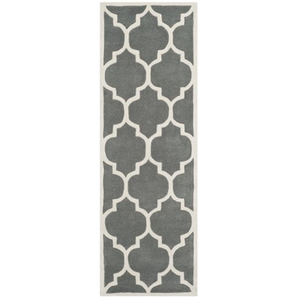 Safavieh Chatham Hand Tufted Rectangle Rug- Dark Grey - Ivory- 2 ft. 3 in. x 13 ft. - CHT733D-213