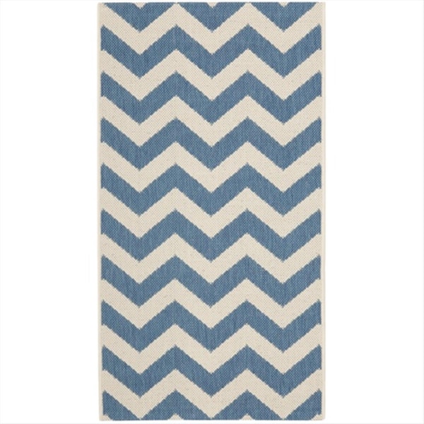 Safavieh 2 Ft. -7 In. X 5 Ft. Small Rectangle Indoor-Outdoor Courtyard- Blue And Beige- Machine Made Rug - CY6244-243-3