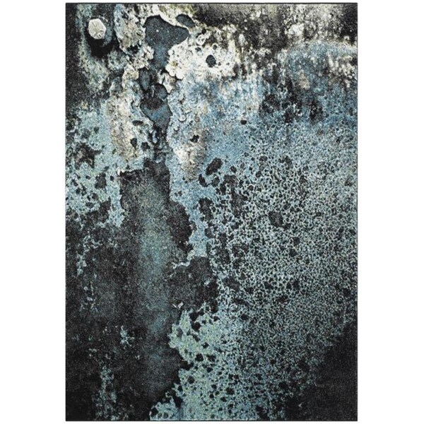 Flowers First 5 ft. 3 in. x 7 ft. 6 in. Glacier Power Loomed Area Rug, Blue & Multi Color - Medium Rectangle - FL1889467